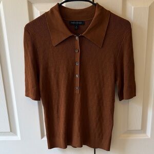 Banana Republic Chestnut Brown Knit Short-Sleeve Polo Shirt